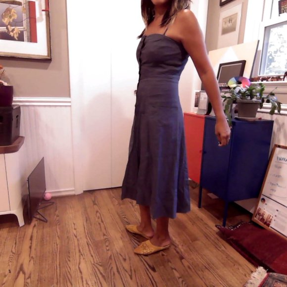 Theory Strap(less) Indigo button down dress - Picture 2 of 8